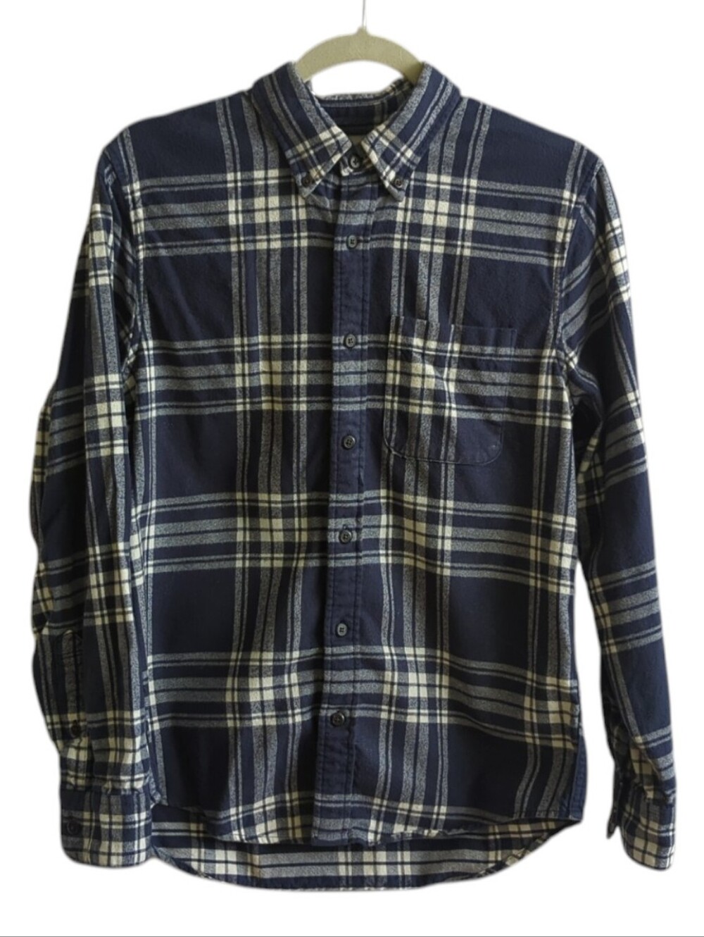 Abercrombie & Fitch Blue & White Plaid Soft  Flannel Button Down  Shirt Size S